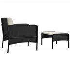 2-tlg. Garten-Lounge-Set mit Kissen Schwarz Poly Rattan