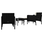 5-tlg. Garten-Lounge-Set mit Kissen Schwarz Poly Rattan