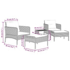 5-tlg. Garten-Lounge-Set mit Kissen Grau Poly Rattan