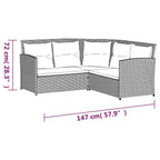 2-tlg. Sofagarnitur in L-Form mit Kissen Grau Poly Rattan
