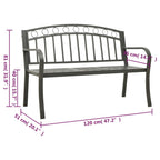 Gartenbank mit Tisch Grau 120 cm Stahl