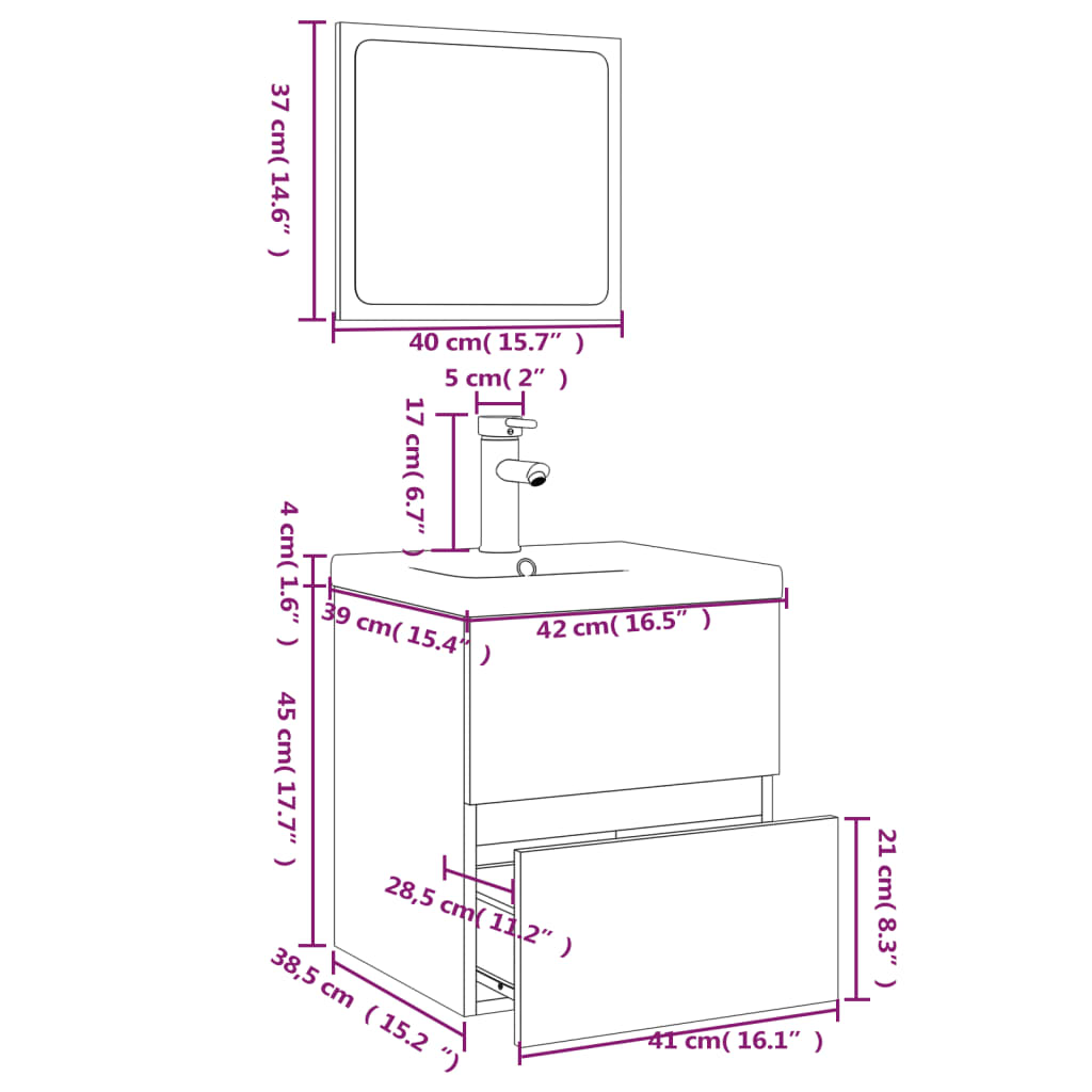 Badmöbel-Set Räuchereiche Holzwerkstoff