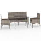 4-tlg. Garten-Lounge-Set mit Kissen Grau Poly Rattan