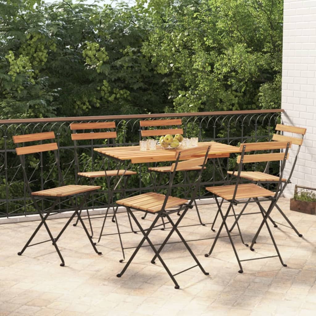 Bistrostühle 6 Stk. Klappbar Massivholz Teak und Stahl