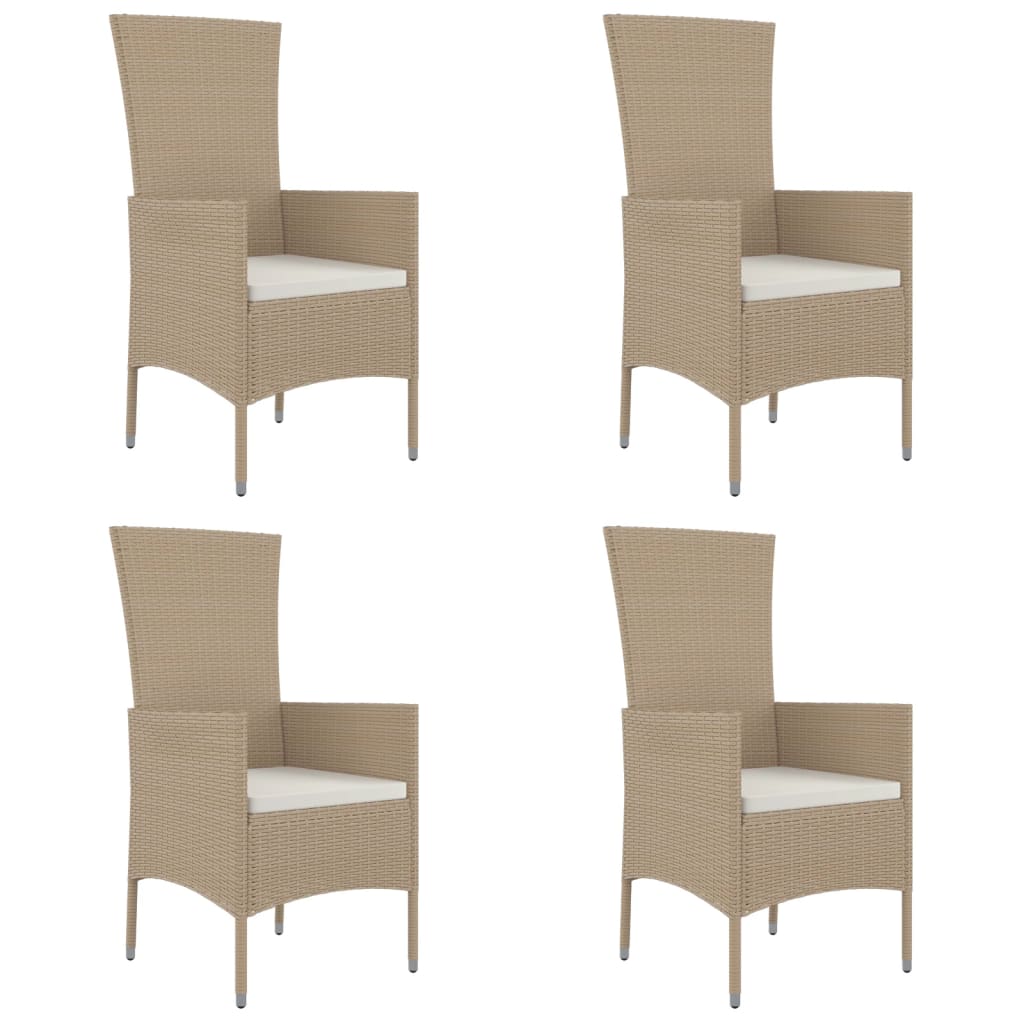 Gartenstühle mit Kissen 4 Stk. Poly Rattan Beige