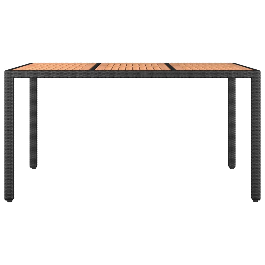 Gartentisch mit Holzplatte Schwarz Poly Rattan & Akazienholz