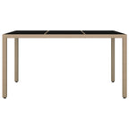 Gartentisch mit Glasplatte Beige Poly Rattan & Hartglas