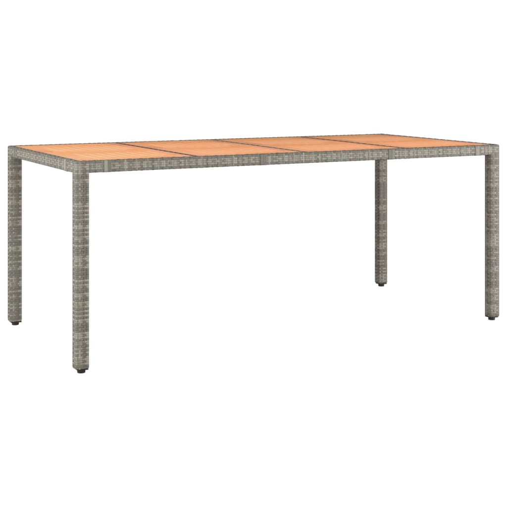 Gartentisch mit Holzplatte Grau Poly Rattan & Massivholz Akazie