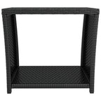 Beistelltisch mit Glasplatte Schwarz Poly Rattan & Hartglas