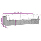 4-tlg. Garten-Lounge-Set mit Kissen Schwarz Poly Rattan