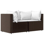 Garten-Ecksofas mit Kissen 2 Stk. Braun Poly Rattan