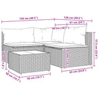 4-tlg. Garten-Lounge-Set mit Kissen Braun Poly Rattan