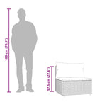 Garten-Mittelsofa mit Kissen Grau Poly Rattan