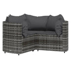 4-tlg. Garten-Lounge-Set mit Kissen Grau Poly Rattan