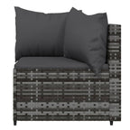 4-tlg. Garten-Lounge-Set mit Kissen Grau Poly Rattan