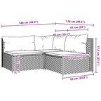 3-tlg. Garten-Lounge-Set mit Kissen Braun Poly Rattan