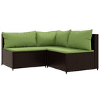 4-tlg. Garten-Lounge-Set mit Kissen Braun Poly Rattan