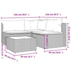 4-tlg. Garten-Lounge-Set mit Kissen Braun Poly Rattan
