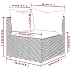Garten-Ecksofa mit Kissen Grau Poly Rattan