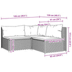 3-tlg. Garten-Lounge-Set mit Kissen Grau Poly Rattan