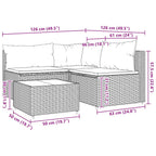 4-tlg. Garten-Lounge-Set mit Kissen Grau Poly Rattan