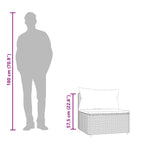 Garten-Mittelsofa mit Kissen Grau Poly Rattan