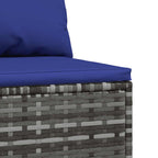 3-tlg. Garten-Lounge-Set mit Kissen Grau Poly Rattan