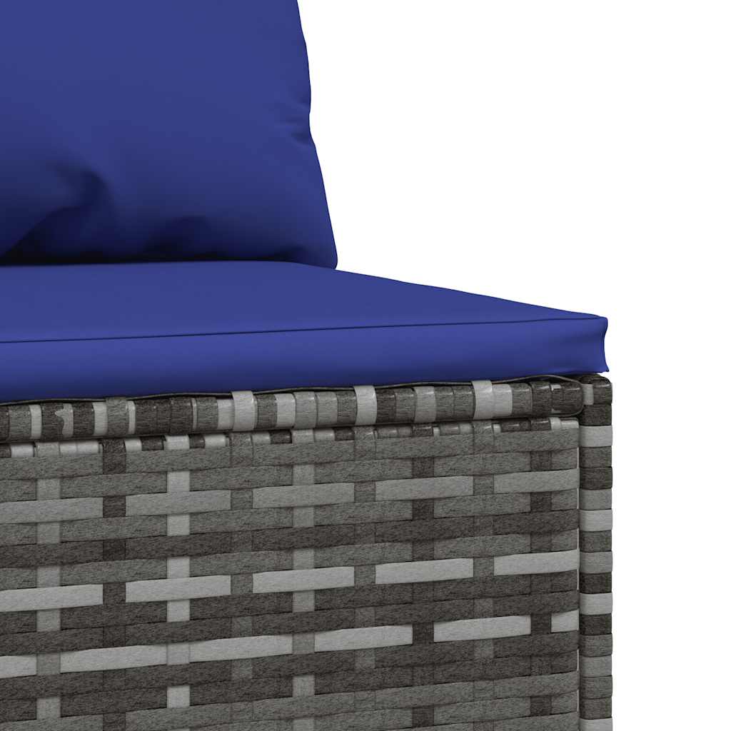 3-tlg. Garten-Lounge-Set mit Kissen Grau Poly Rattan