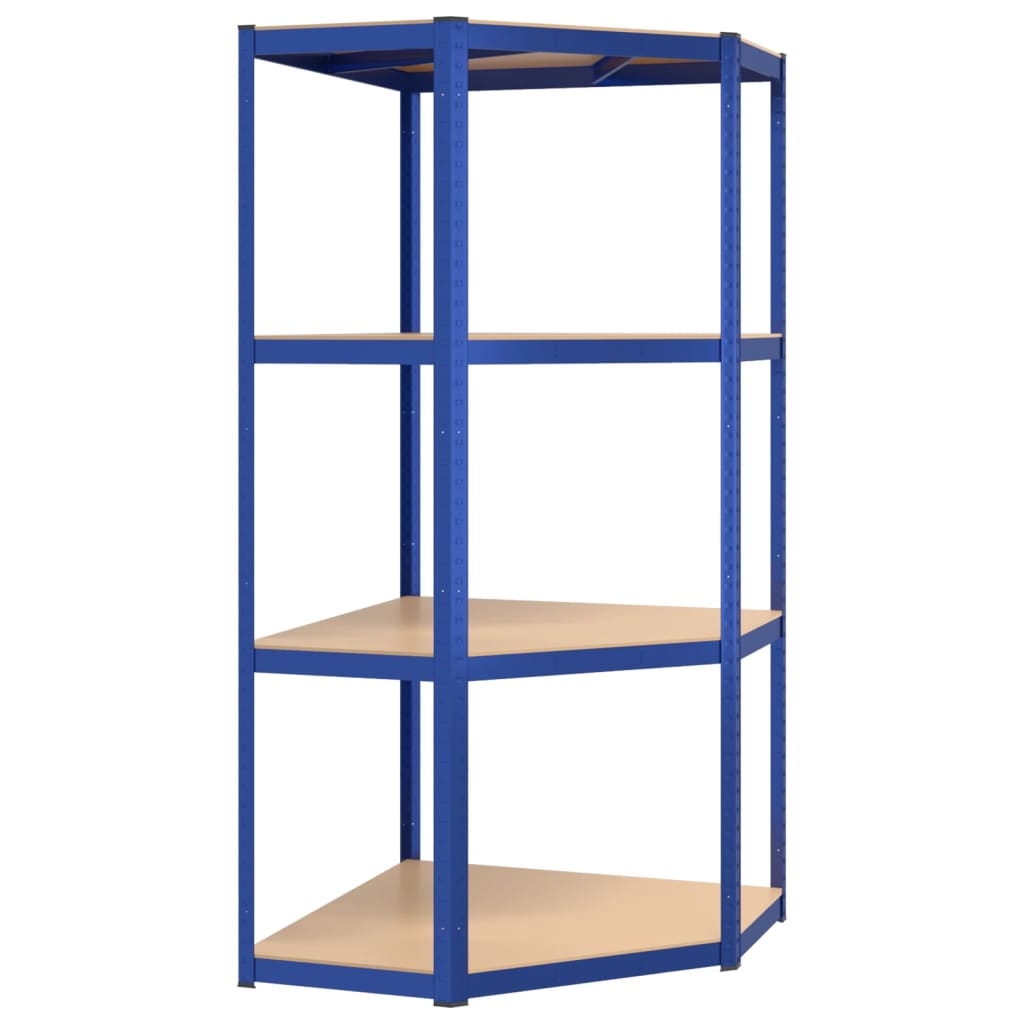 Regale mit 4 Böden 3 Stk. Blau Stahl & Holzwerkstoff