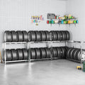 Reifenregale mit 2 Böden 4 Stk. Silbern 110x40x110 cm Stahl