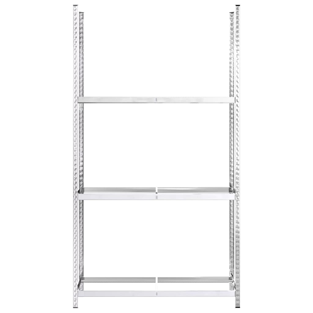 Reifenregale mit 3 Böden 3 Stk. Silbern 110x40x200 cm Stahl
