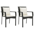 Gartenstühle mit Kissen 2 Stk. Poly Rattan Schwarz