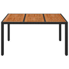 Gartentisch mit Holzplatte Schwarz 150x90x75 cm Poly Rattan