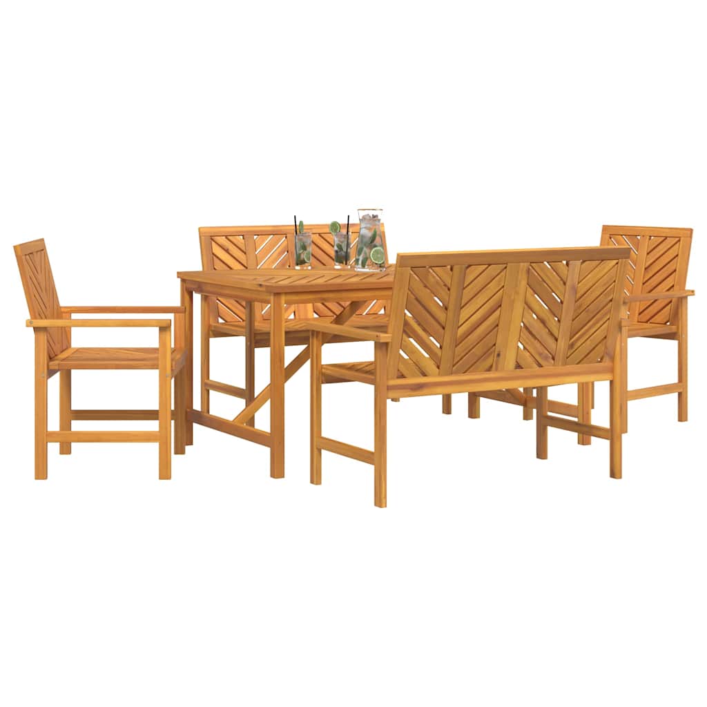 Garten Essgruppe 5 pcs Braun Massivholz Akazie