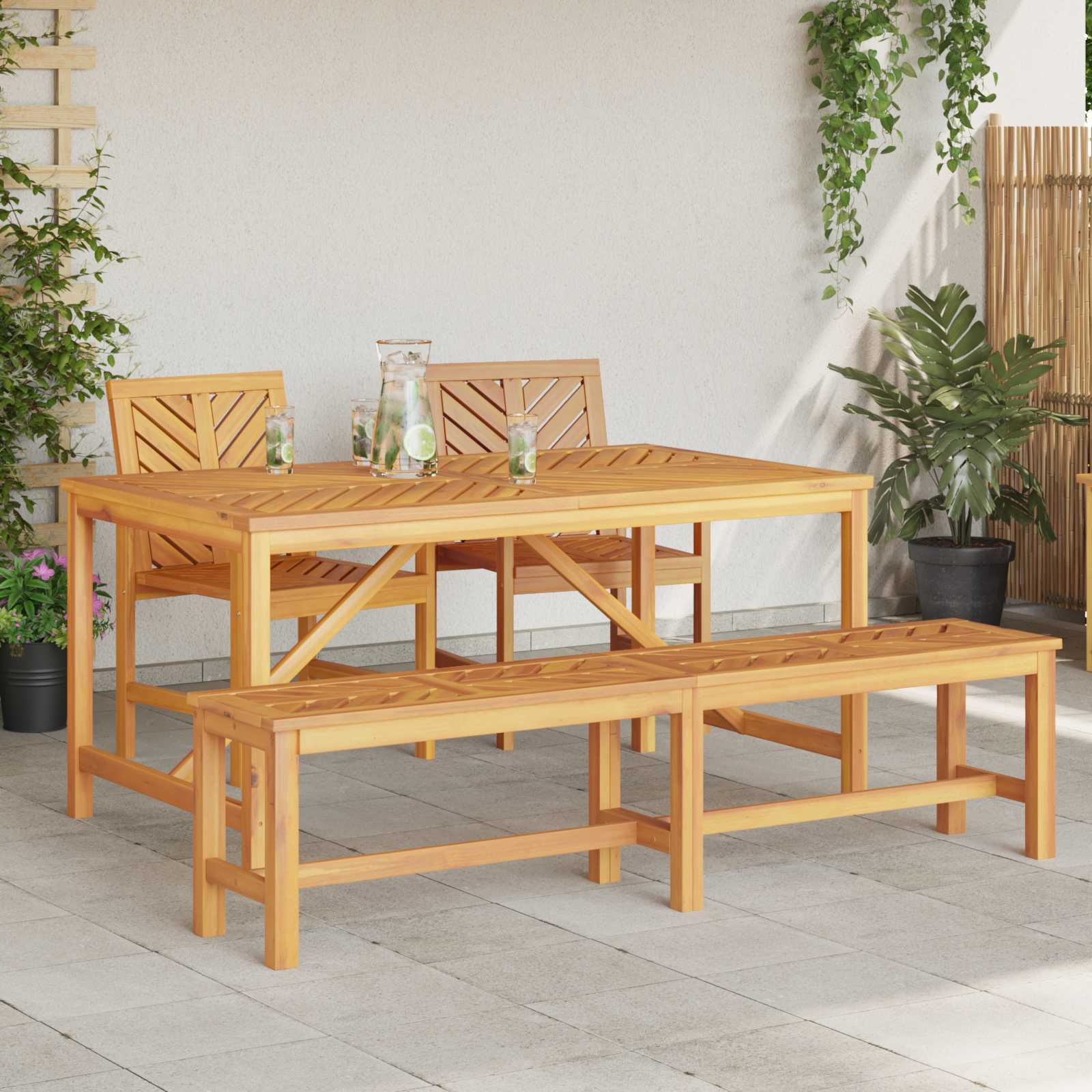 Garten Essgruppe 4 pcs Braun Massivholz Akazie