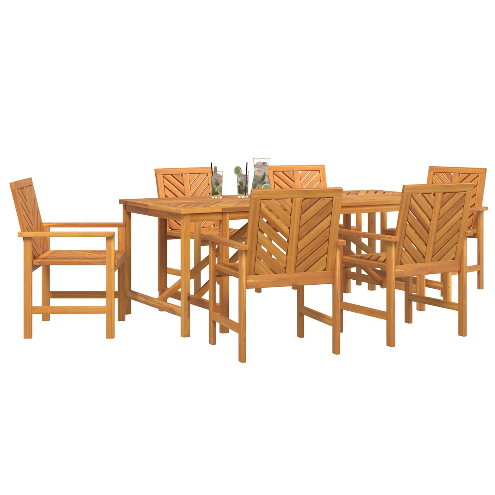 Garten Essgruppe 7 pcs Braun Massivholz Akazie