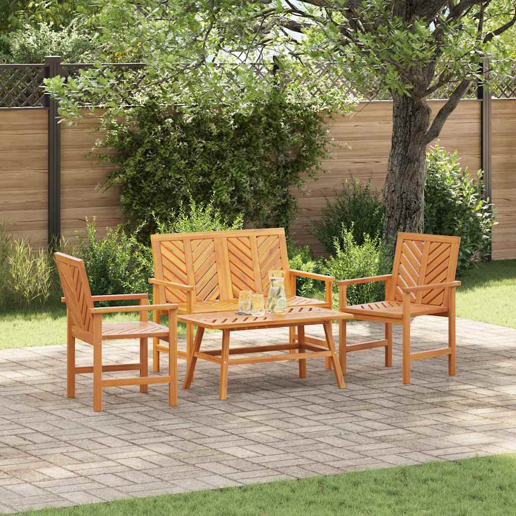 Garten-Lounge-Set 4 pcs Braun Massivholz Akazie