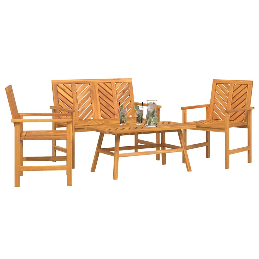 Garten-Lounge-Set 4 pcs Braun Massivholz Akazie