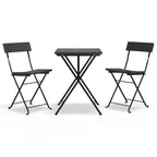3-tlg. Bistro-Set Klappbar Schwarz Poly Rattan