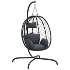 Hängesessel mit Kissen Anthrazit Poly Rattan & Stahl