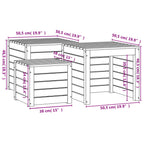 3-tlg. Gartenbox-Set Grau Massivholz Kiefer