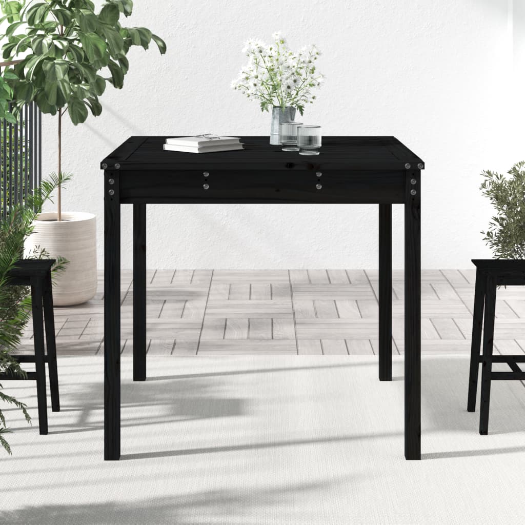 Gartentisch Schwarz 82,5x82,5x76 cm Massivholz Kiefer