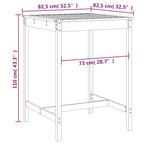 Gartentisch Honigbraun 82,5x82,5x110 cm Massivholz Kiefer