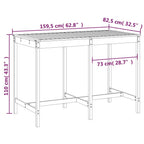 Gartentisch Grau 159,5x82,5x110 cm Massivholz Kiefer