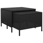 3-tlg. Garten-Lounge-Set mit Kissen Schwarz Poly Rattan