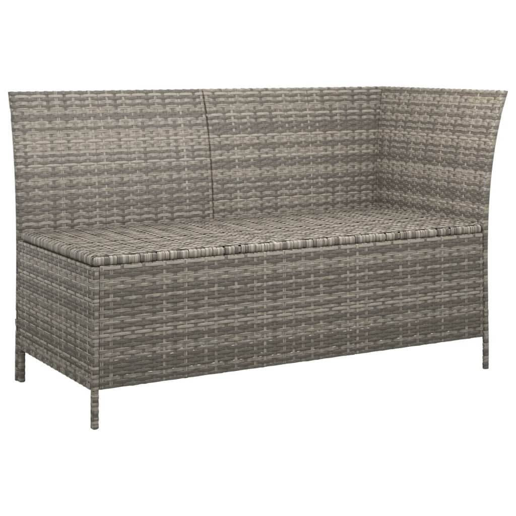 3-tlg. Garten-Lounge-Set mit Kissen Grau Poly Rattan