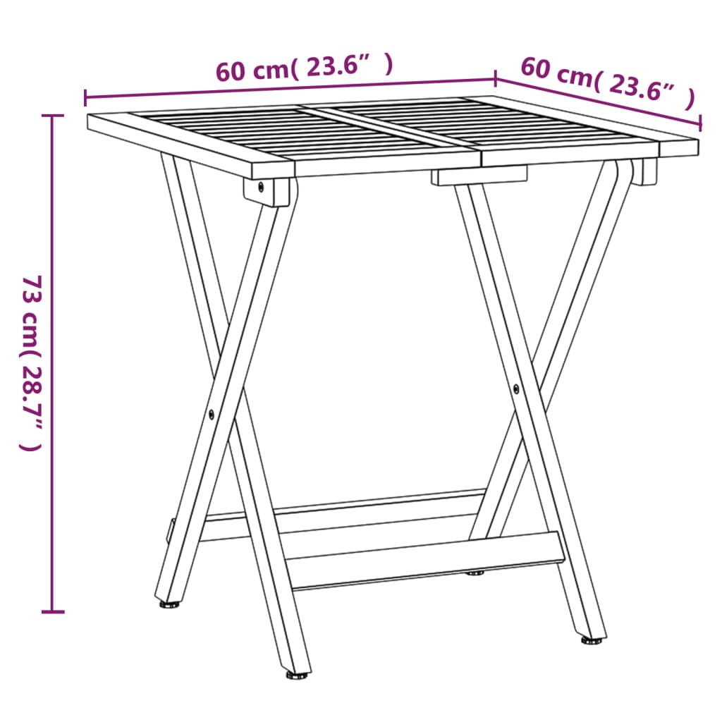 3-tlg. Bistro-Set Klappbar mit Kissen Massivholz Akazie