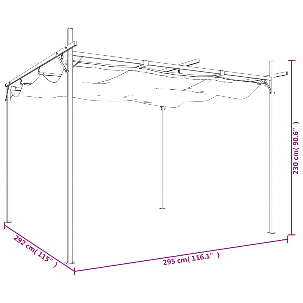 Pergola mit Schiebedach Taupe 295x292x230 cm