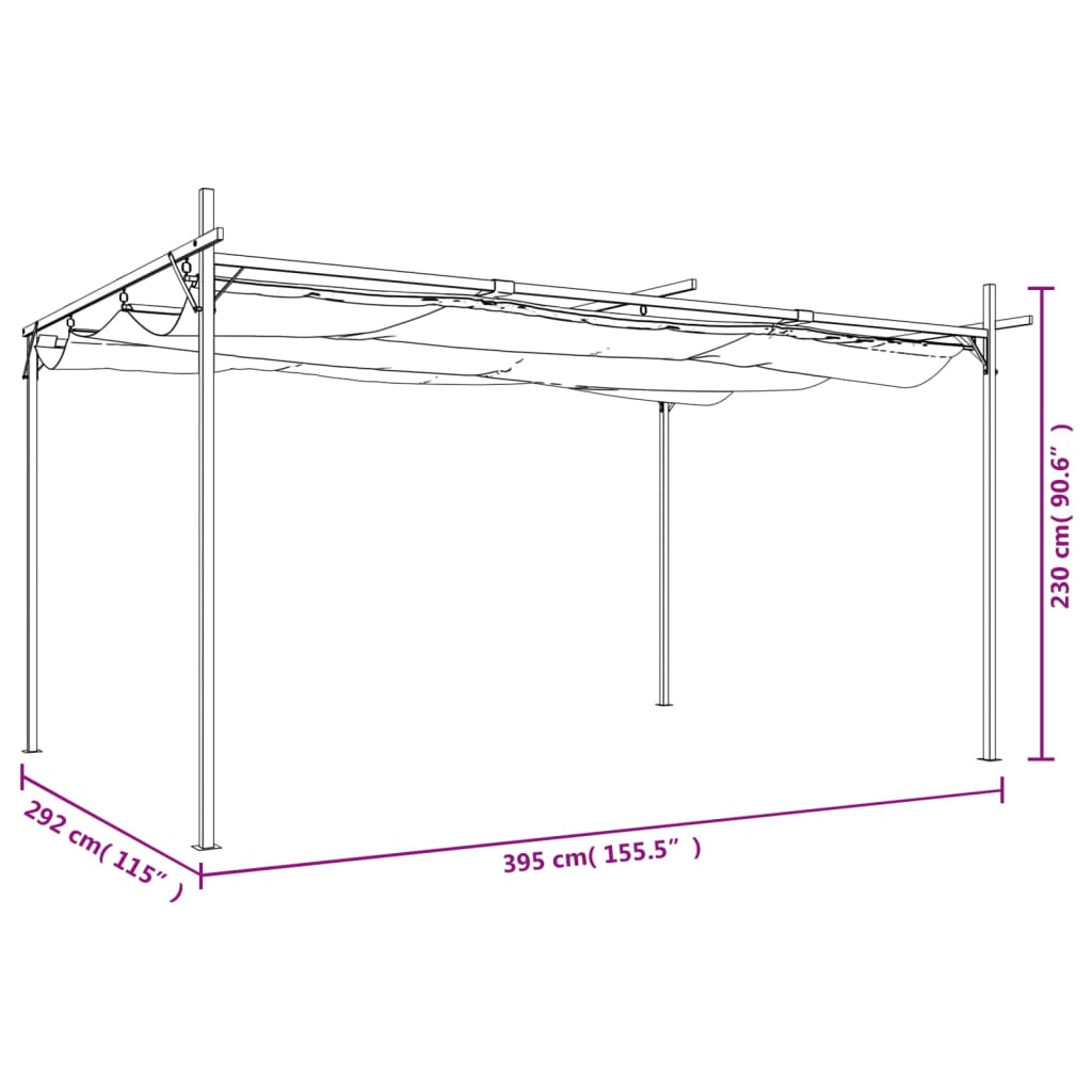Pergola mit Schiebedach Anthrazit 395x292x230 cm