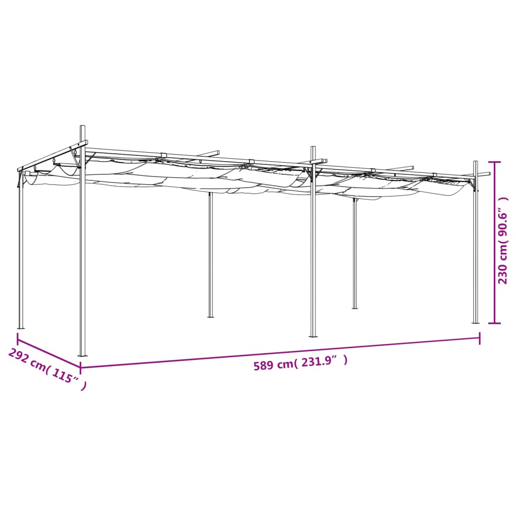 Pergola mit Schiebedach Creme 589x292x230 cm